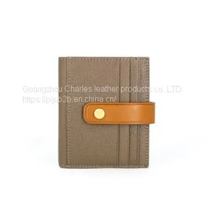 Custom Goatskin Buckle Ladies Purse Card Bag Hit Color Multi-card Leather Small Wallet thumbnail-1