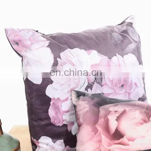 2019 Amazon Top Seller New Design Peony Flower Printed Black Cushion Cover Pillowcase thumbnail-7