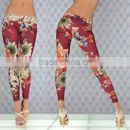 Women Sexy Floral Print High Elastic Skinny Leggings Milk Silk Slim Capris Pants Velvet Stylish Western Fashion Winter Legging P thumbnail-3