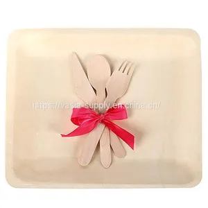 Disposable Wood Serving Dish Big Size 200mm Length Rectangle Plates Tray thumbnail-2