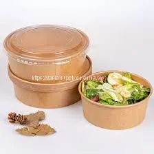 Kraft Paper Bowls With Lids Biodegradable Paper Salad Bowl Soup Bowls Packaging Microwave Safe Takeaway Food Packaging thumbnail-1