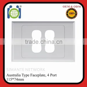 4 Ports Austrelia Type RJ45 Fiber Wall Plate Network Faceplate thumbnail-1