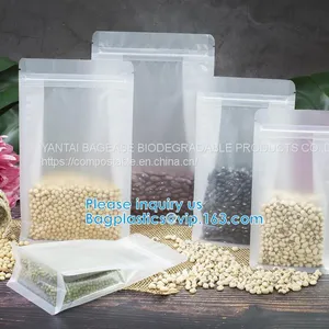 BIODEGRADABLE COMPOSTABLE, PLA, CORN STARCH PLA Stand Up Pouch Zipper Bag , Zipper Bag For Food, ECO FIRNEDLY, GREEN PAC thumbnail-4