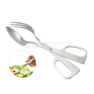 Stainless Steel Salad Servers Spoon Scissor Tong Serving Tong With Spoon Fork thumbnail-1