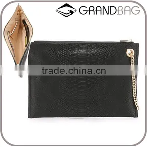 Slim Snake Print/skin Leather Women Clutch Bag Handbag With Wrist Chain thumbnail-1