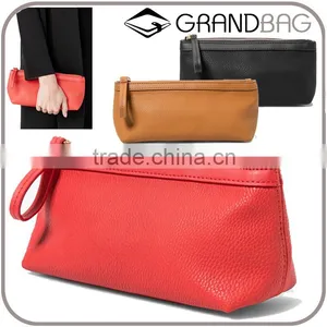Pebbled Leather Cosmetic Bag With Wristlet Makeup Case Pouch Multiple Clutch Purse for Ladies thumbnail-1