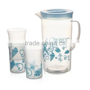 2.4L Plastic Water Jug With 4 Cups Plastic Water Pitcher Water Kettle thumbnail-1