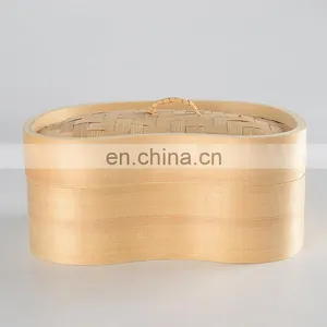 Factory Classic Design Natural Bamboo Steamer Dumpling Steamer With Lid Steam Cooker thumbnail-2