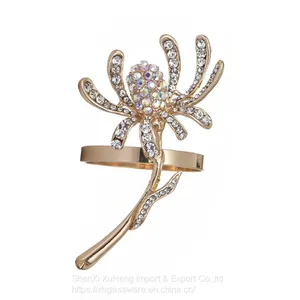 Gold Plated Diamond Flower Napkin Ring For Valentine's Day thumbnail-1