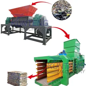 Dual Axis Municipal Solid Waste Scrap Metal Cable Shredder Hydraulic Alfalfa Straw Garbage Baler thumbnail-1