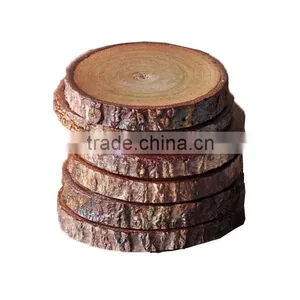 Timber Wooden Coasters, Wood Cup Coasters With Bark, Cup Tray thumbnail-1