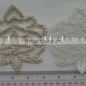 APPLIQUE PATCH IRON/SEW ON,GLASS BEADS RHINESTONE PATCH FOR WEDDINGPATCH FOR SEW ON CLOTHING OR CLOTHING NOTION ITEMS DECORATION thumbnail-1