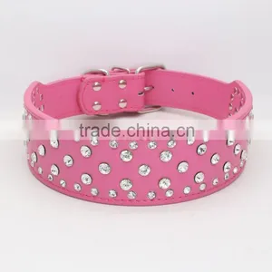 Manufacturer Selling Big Diamond Imitation Leather Pet Collar Beautiful Dog Collar thumbnail-1