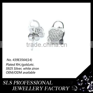 Butterfly Push Back Stud Earring 925 Silver CZ Micro Paved Design Diamond Earrings Concentric Lock Latest Fashion Earrings thumbnail-2