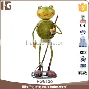 Wood Body Metal Frog Garden Decoration thumbnail-1