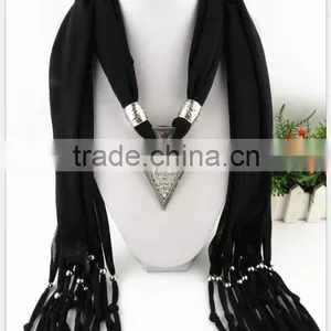 2015 Lovely New Arrival Hot Selling Ladies' Scarf Brand Big Cotton Lady Scarf Full Diamond Triangle Alloy Pendant Jewelry Scarf thumbnail-2