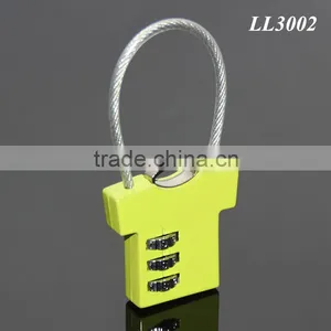 RANDOM Mix Colors Green T-shirt Shaped Three Coded Lock Blank Metal Zinc Alloy Steel Wire Combination 3 Digitals Padlock thumbnail-4