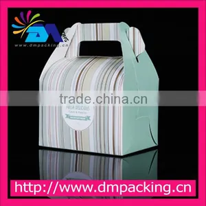 Paper Handle Stripes Printed Cake Pastry Paper Box thumbnail-1