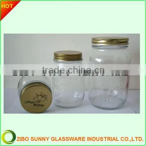 Embossing Glass Mason Jar With Gold Lid thumbnail-1