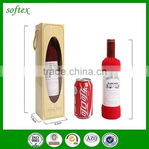 Gift Wedding Cake Towel Bottle Shape of Wine Red Towels Wine Bottle Towel Cake thumbnail-1