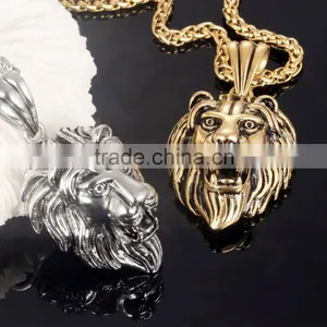 Hot Product Trends Gold Necklace Designs 2016 316L Stainless Steel Lion Necklace for Cool Men Quality Choice thumbnail-3