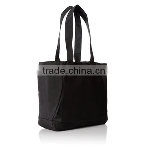 Durable Polyester Reusable Shopping Bag Tote Bag Black thumbnail-5