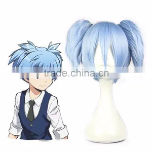 New Arrvial Cute 30cm Short Ice Blue Pigtails Cosplay Assassination Classroom Shiota Nagisa Anime Hair Wig With Factory Price thumbnail-1