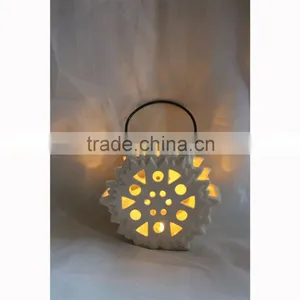 White Ceramic Owl Shaped Tealight Candle Holder thumbnail-4