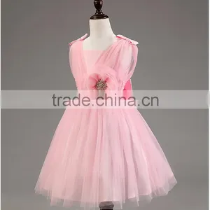 Wholesale High Quality Girls Lace Applique Princess Frocks Pink Chiffon Maxi Dresses TR-WS36 thumbnail-4