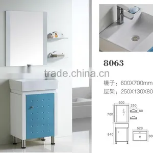8063 Ceramic Counter Top Cabinet Basin Thin Edge Basin Bathroom Sink PVC Cabinet thumbnail-1