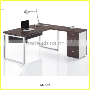 New Style Wooden Office Computer Table With Steel Frame thumbnail-1