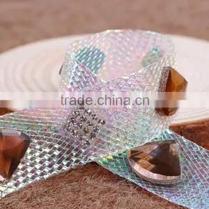 Rhinestone Iron On Transfer Ribbon Chian With Hotfix Glue thumbnail-1