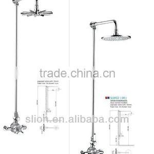 Dual Control Exposed Bath Shower Set With Fixed Riser and Shower Rose thumbnail-1