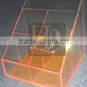 Manufacturer Direct Sale Orange Color Ladder Shaped Acrylic Office Tray With Divider thumbnail-1
