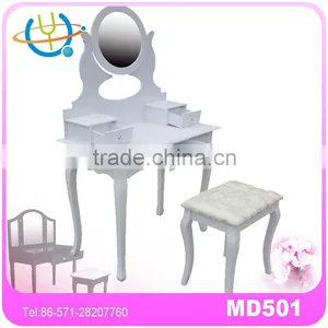 Dressing Table & Stool With Mirror & 7 Storage Drawers High Quality Girl Dressing Table thumbnail-2