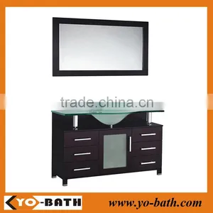48" Single Sink Floating Bathroom Cabinet With Glass Wash Basin thumbnail-1