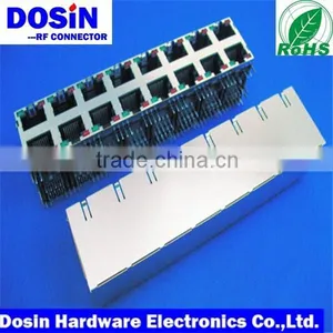 Multi Ports RJ45 Connector for Pcb Mount, Modular Connector With Led and Emi thumbnail-1