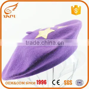 Colourful Star Logo Ladies Fashion Hats Basque Custom Embroidered Beret thumbnail-1