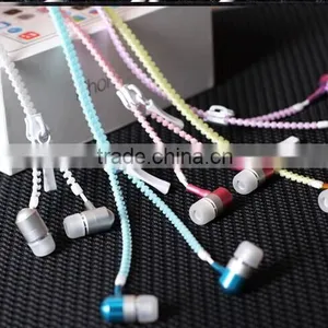 Earphones Zip Zipper Style , With Built in MIC Hands Free Tangle Free thumbnail-6