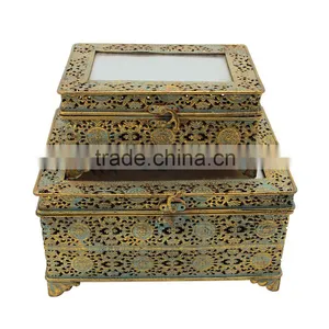 Decorative Jewelry Mirror Wholesale Trinket Box,Antique Metal Trinket Box thumbnail-3