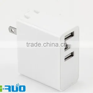 High Quality Three 3 USB Ports Wall Charger for Tablet Pc, Mobile Iphone, Ipad, and Samsung Galaxy With 5V 3.4A Output thumbnail-2