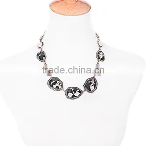 OEM/ODM Factory Direct Sale 2016 Latest Fashion Style Big Black Stone Beaded Necklace thumbnail-6