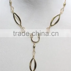 Gold Metal Charm Necklace Peach Acrylic Bead Short Simple Chain Gold Metal Necklace 2016 Fashion Style Wholesale thumbnail-1