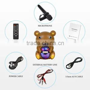Hoxen 6.5" Hot-sale Portable Bluetooth Bear Speakers With FM Radio,USB,SD Play L-86A thumbnail-5