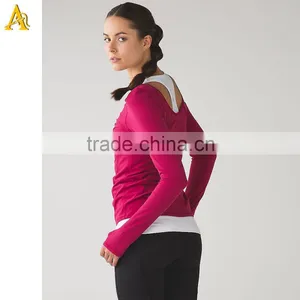 2016 Yoga Plain 88nylon and 12 Spandex Long Sleeve Sports Wear t Shirts for Ladies China Supplier thumbnail-5