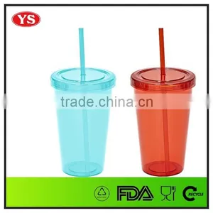 600ml Bpa Free Clear Single Wall Plastic Tumbler With Straw thumbnail-1