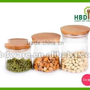 Glass Storage Container/Jar/Canister With Bamboo Lid thumbnail-1