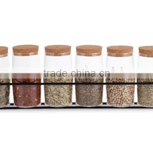 SINOGLASS Trade Assurane 120ml Glass Spice Jar With Cork Lid 6 Pcs Glass Jars Spice Rack Set thumbnail-2