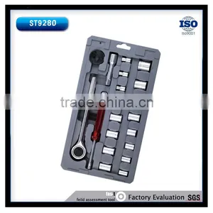 22pcs 3/8'' H Ratchet Handle 3/8'' and 1/4'' Meter Socket Tool Set thumbnail-1