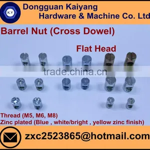 Barrel Nut (Cross Dowel); Bright (White) /Blue /Yellow Zinc Plated; M5, M6, M8, thumbnail-2